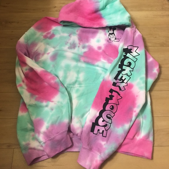 Angry Mickey pastel tie dye hoodie 